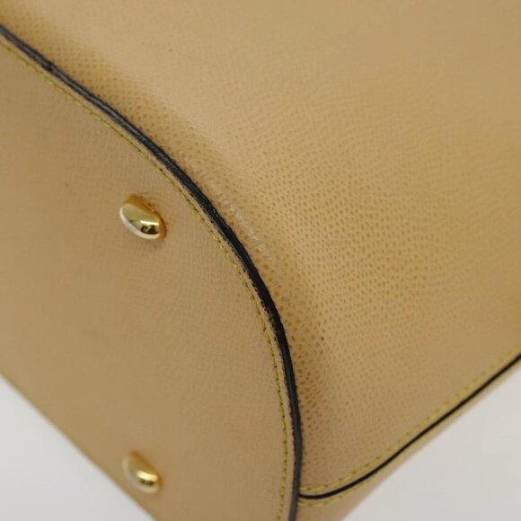 CELINE Hand Bag Leather Yellow Gold Auth 94782 - Picture 3 of 16